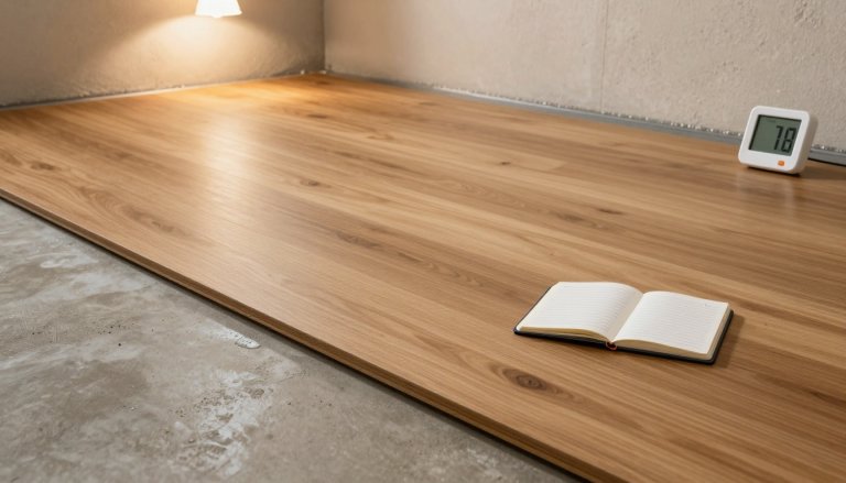 How to acclimate engineered wood in a basement, timelines, target readings, and a simple log you can copy
