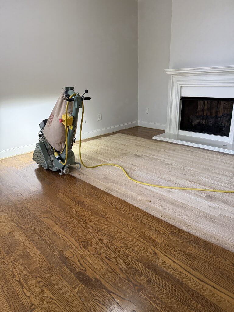 Sanding hardwood floor in Cumming to lighter color